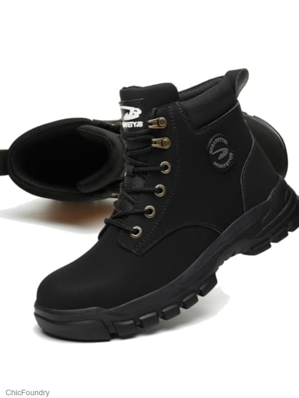 Steel Toe Work Boots Waterproof Lightweight Safety Shoes Faux Leather